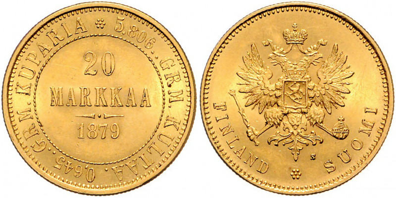Alexander II. von Rußland, 1855 - 1881
Finnland. 20 Markkaa, 1879. Helsinki
6,46...