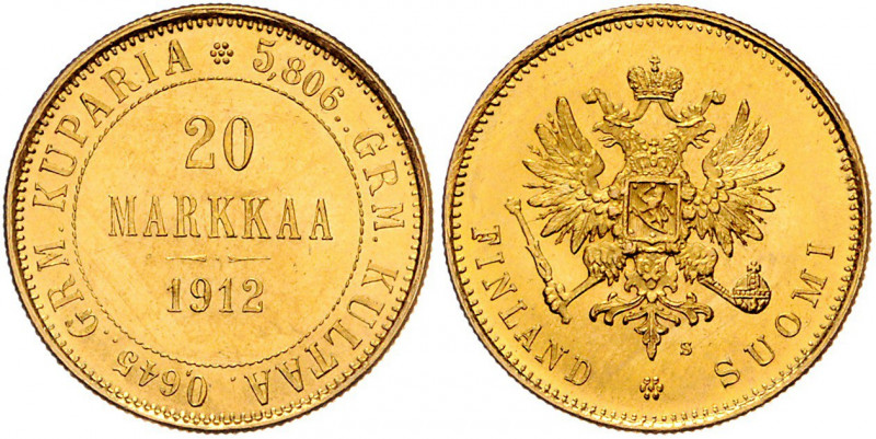 Nikolaus II.1894 - 1917
Finnland. 20 Markkaa, 1912. Helsinki
6,46g
Friedberg 3
v...