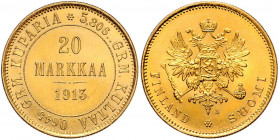 Nikolaus II.1894 - 1917
Finnland. 20 Markkaa, 1913. Helsinki
6,45g
Friedberg 3
vz/stgl