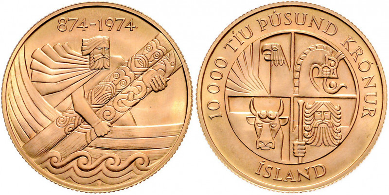 10.000 Kronen, 1974
Island, Republik. 1100. Jahrestag der Besiedlung durch norwe...