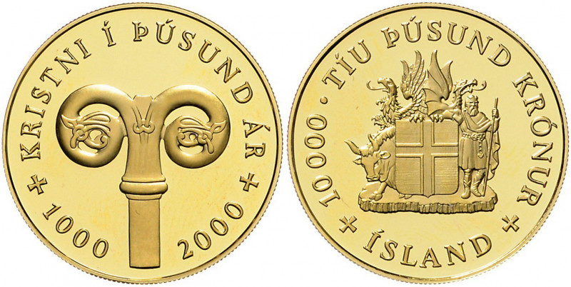 1.000 Kronen, 2000
Island, Republik. 1000 Jahre Christianisierung. Brøndby
8,73g...