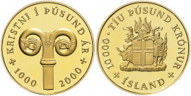 1.000 Kronen, 2000
Island, Republik. 1000 Jahre Christianisierung. Brøndby
8,73g
Friedberg 3 K./M. 36
PP