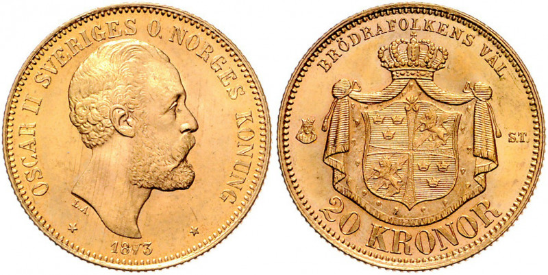 Oskar II. 1872 - 1907
Schweden. 20 Kronen, 1873. Stockholm
8,95g
Friedberg 93, S...