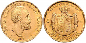 Oskar II. 1872 - 1907
Schweden. 20 Kronen, 1874. Stockholm
8,94g
Friedberg 93
stgl