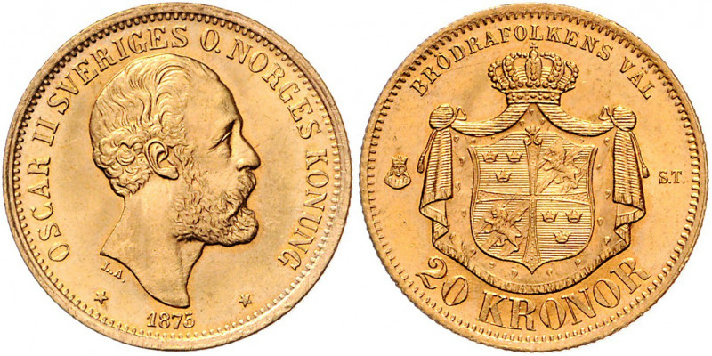 Oskar II. 1872 - 1907
Schweden. 20 Kronen, 1875. Stockholm
9,96g
Friedberg 93
st...
