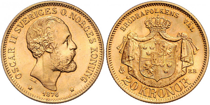Oskar II. 1872 - 1907
Schweden. 20 Kronen, 1876. Stockholm
8,94g
Friedberg 93
st...