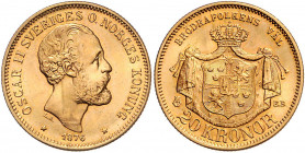 Oskar II. 1872 - 1907
Schweden. 20 Kronen, 1876. Stockholm
8,94g
Friedberg 93
stgl