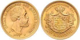 Oskar II. 1872 - 1907
Schweden. 20 Kronen, 1879. Stockholm
8,97g
Friedberg 93a
stgl