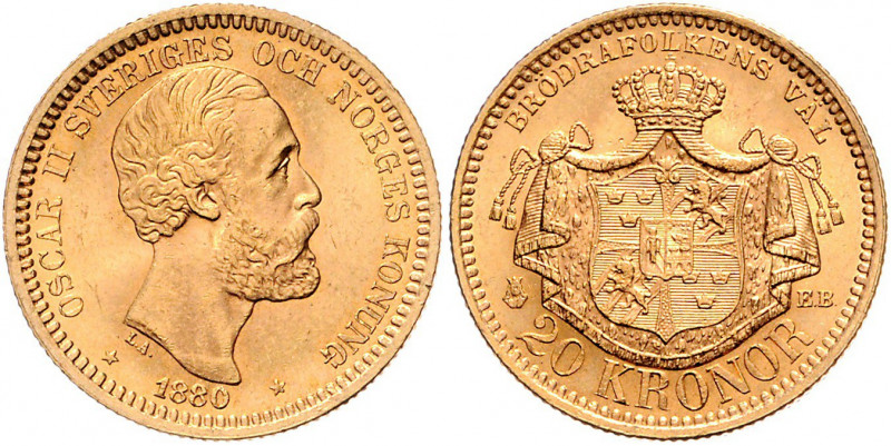Oskar II. 1872 - 1907
Schweden. 20 Kronen, 1880. Stockholm
8,97g
Friedberg 93a
s...