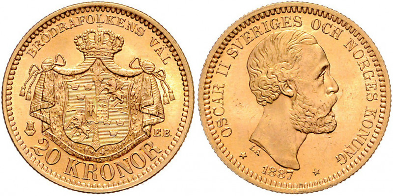Oskar II. 1872 - 1907
Schweden. 20 Kronen, 1887. Stockholm
8,97g
Friedberg 93a
s...