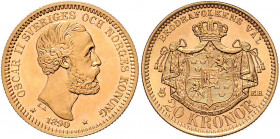 Oskar II. 1872 - 1907
Schweden. 20 Kronen, 1890. Stockholm
9,00g
Friedberg 93a
stgl