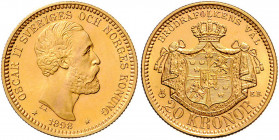 Oskar II. 1872 - 1907
Schweden. 20 Kronen, 1898. Stockholm
9,00g
Friedberg 93a
stgl