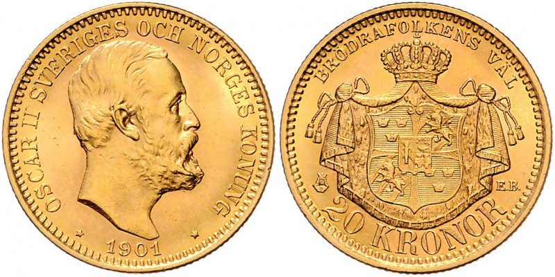 Oskar II. 1872 - 1907
Schweden. 20 Kronen, 1901. Stockholm
9,00g
Friedberg 93b
s...