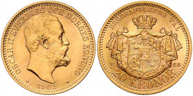 Oskar II. 1872 - 1907
Schweden. 20 Kronen, 1902. Stockholm
8,97g
Friedberg 93b
stgl