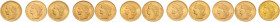 Lot 12x 20 Franken, 1886 - 1935
Schweiz, Eidgenossenschaft. diverse Jahre. Bern
a. ca 6,46g
Friedberg 495
vz