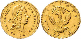 Carl III. 1720 - 1734 (Karl VI.)
Sizilien. 1 Oncia, 1734. Palermo
4,45g
Spahr 1, Varesi 547/1
f.stgl