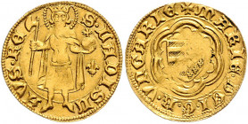 Maria von Anjou 1382 - 1387
Ungarn. Goldgulden, o. Jahr (nach 1385). Av. +mARIe•DbI•G•R•VnGARIe // S•LADISL- AVS•Re , in verziertem doppeltem Sechspas...