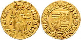 Sigismund 1387 - 1437
Ungarn. Goldgulden, o. Jahr. I-V
3,54g
Friedberg 9, Huszar 572
vz