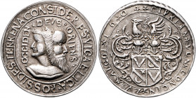 Taler, 1604
Ungarn, Siebenbürgen. von N.W. Cibin. Auf die Not in Siebenbürgen. Gryllos aus drei Gesichtern, eines bartlosen jungen Mannes nach links, ...