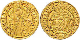 Ferdinand I. 1521 - 1564
Dukat, 1555. N-C, Hermannstadt
3,56g
MzA. Seite 38
vz