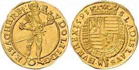 Rudolph II. 1576 - 1612
Dukat, 1593. Wien
3,49g
MzA. Seite 79
vz/stgl