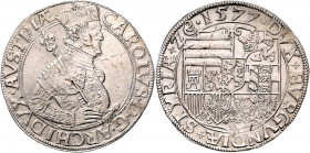 Erzherzog Karl 1564 - 1590
Taler, 1577. Hüftbild rechts, großer Erzherzogshut. Rs: DVX+BVRGVNDIÆ+STYRIÆ+ZC. 1577., großes mehrfeldiges Wappen.
Graz
28...