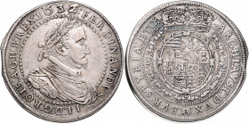 Ferdinand II. 1619 - 1637
Doppeltaler / 2 Taler, 1632 aus 1626. Graz
58,51g
Her. 309
Zainende, win Hsp.
ss