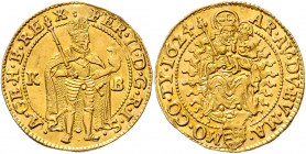 Ferdinand II. 1619 - 1637
Dukat, 1624. KB, Kremnitz
3,41g
Her. 231
vz