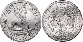 Erzherzog Leopold V. 1619 - 1632
Doppeltaler / 2 Taler, o. Jahr. sog. " Zwittertaler " (mit der Wappenseite des Erzherzogs Ferdinand Karl)
Hall
57´46g...