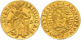Ferdinand III. 1637 - 1657
Dukat, 1642. KB, Kremnitz
3,48g
Her. 274
vz