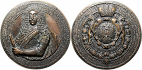 Leopold I. 1657 - 1705
Bronzemedaille, 1683. auf die Belagerung und den Entsatz von Wien. Gehar­nischtes Brustbild halbl. mit umgelegtem Mantel und Ko...