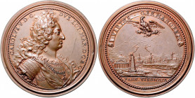 Leopold I. 1657 - 1705
Bronzemedaille, 1686. auf die Siege des Herzogs Karl V. von Lothringen in Ungarn. Geharnischtes Brustbild Karls V. r. mit Lorbe...