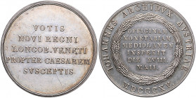 Franz I. 1806 - 1835
Silbermedaille, 1815. auf Erzherzog Johann und den besuch in der Münze von Mailand Ioanneum, Ø 38 mm, ohne Sig.
25,43g
Montenuovo...