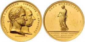 Franz I. 1806 - 1835
8 Dukaten, 1824. (gestiftet 1832), von J. D. Boehm. Prämie des Josephinums in Wien. Büsten von Franz I. und Josef II. mit Lorbeer...