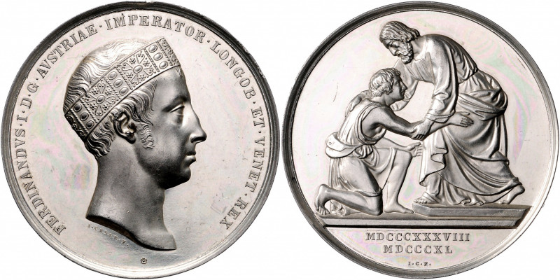 Ferdinand I. 1835 - 1848
Silbermedaille, 1838. der Kopf des Kaisers mit der eise...