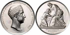 Ferdinand I. 1835 - 1848
Silbermedaille, 1838. der Kopf des Kaisers mit der eisernen Krone bedeckt und mit Titel LONGOB ET VENET REX // Apostel (Petru...