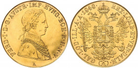 Ferdinand I. 1835 - 1848
4 Dukaten, 1848. A, Wien
13,89g
Fr. 707
gewellt, gestoptes Loch
vz