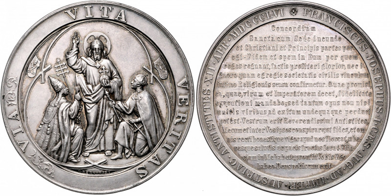 Franz Joseph I. 1848 - 1916
Silbermedaille, 1856. auf die Aufforderung des Kaise...