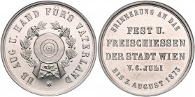 Franz Joseph I. 1848 - 1916
Ag-Schützenmedaille, 1873. auf das Fest- und Freischießen der Stadt Wien von 6. Juli bis 3. August 1873 Silbermedaille Av:...