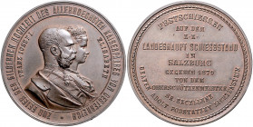 Franz Joseph I. 1848 - 1916
Br-Schützenmedaille, 1879. auf das Festschießen am Hauptschießstand in Salzburg, das der Oberschützenmeister Adolf Graf Po...