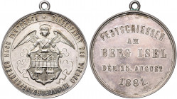 Franz Joseph I. 1848 - 1916
Ag-Schützenmedaille, 1881. auf das Festschießen zum 15 August am Berg Isel, Ø 33 mm, an Original Öse
Wien
12,42g
Hauser 51...