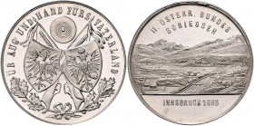 Franz Joseph I. 1848 - 1916
Ag-Schützenmedaille, 1885. auf das II. Österreichische Bundesschießen in Innsbruck, Ø 34,2 mm
Hall
17,94g
ANK--., Hauser 5...