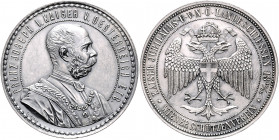 Franz Joseph I. 1848 - 1916
Ag-Schützenmedaille, 1888. auf das V. Niederösterreichische Landesschießen in Wien, Ø 37 mm, von F. Leisek
Wien
22,27g
ANK...