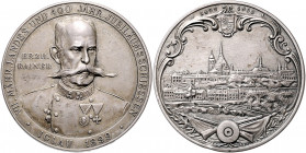 Franz Joseph I. 1848 - 1916
Schützenmedaille im Gw. von 5 Kronen, 1899. auf das VII. Mährische Landesschießen zu Iglau 1899, mattiert, Ø 38 mm, von E....