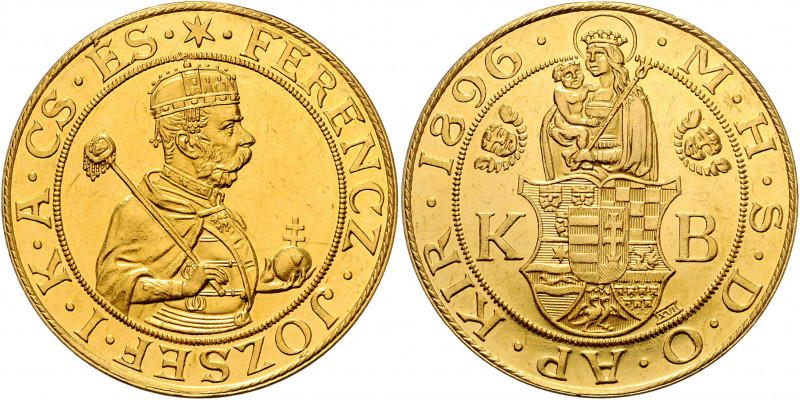 Franz Joseph I. 1848 - 1916
9 Dukaten, 1896. Hüftbild des Kaisers im ungarischen...