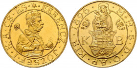 Franz Joseph I. 1848 - 1916
9 Dukaten, 1896. Hüftbild des Kaisers im ungarischen Königsornat r. FERENCZ JÓZSEF I K A CS ÉS. Rv. Hüftbild der Madonna m...