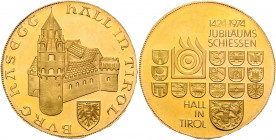 Goldmedaille zu 10 Dukaten, 1974
2. Republik 1945 - heute. auf das Jubiläumsschießen 550 Jahre Hall in Tirol (1424 - 1974 ), Dm 40,5 mm, im Rand: BRIX...