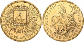 Sigismund von Schrattenbach 1753 - 1771
Erzbistum Salzburg. 10 Dukaten, 1754. Originale Restrike / Nachprägung, A-K = Anton Koppenwaliner
Salzurg
36,9...