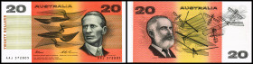 Australien. Lot 3 Stück (1974-94 issue): P-46e 20 Dollars ND, P-46i 20 Dollars ND, P-46 20 Dollars ND. I