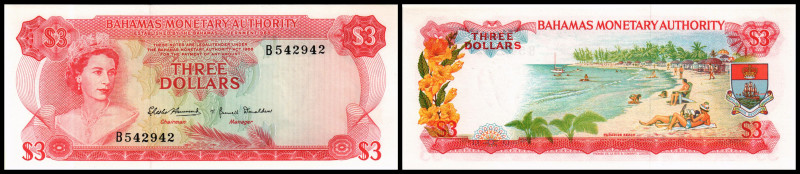 Bahamas. Lot 6 Stück: P-28 3 Dollar L.1968, P-35 1 Dollar, P-44 3 Dollars L.1974...